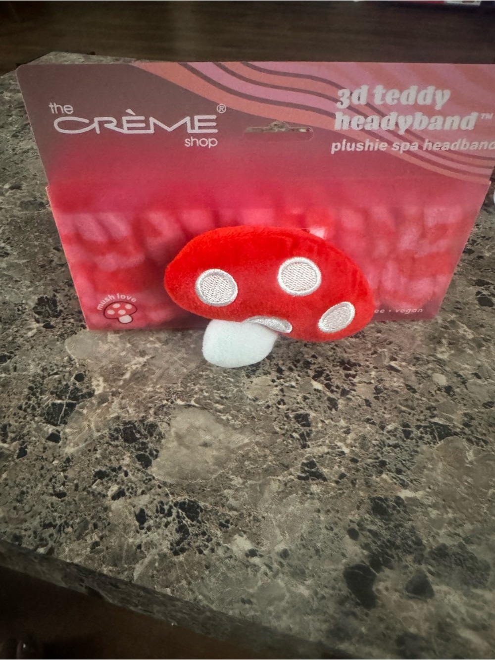 The Crème Shop 3D Teddy Mushroom Plush Spa Headband